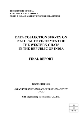 Data Collection Survey on Natural Environment of the Western Ghats in the Republic of India