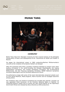 Muhai Tang Biography As