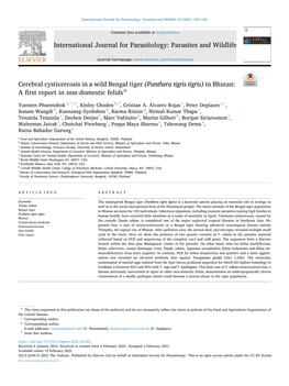 Panthera Tigris Tigris) in Bhutan: ☆ a First Report in Non-Domestic Felids