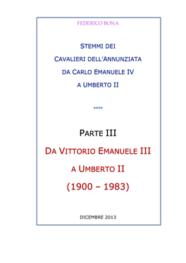Parte Iii Da Vittorio Emanuele Iii a Umberto Ii