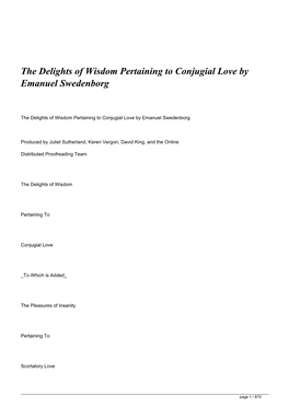 The Delights of Wisdom Pertaining to Conjugial Love by Emanuel Swedenborg