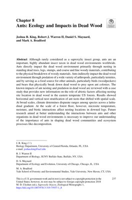 Ants: Ecology and Impacts in Dead Wood