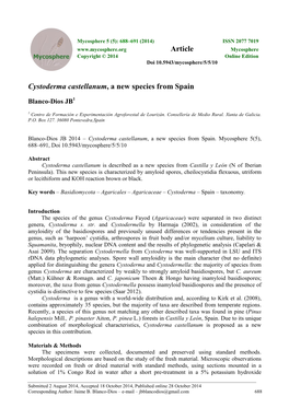 Cystoderma Castellanum, a New Species from Spain