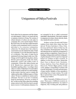 Uniqueness of Odiya Festivals