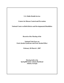U.S. Public Health Service Centers for Disease Control and Prevention