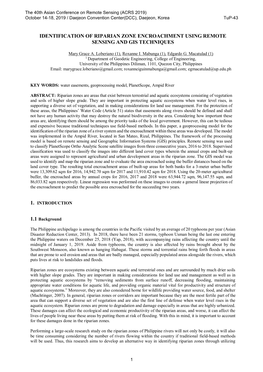 Identification of Riparian Zone Encroachment Using Remote Sensing and Gis Techniques