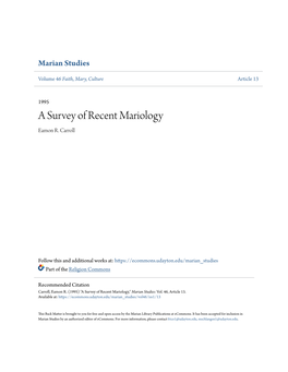 A Survey of Recent Mariology Eamon R