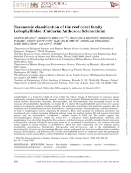 Taxonomic Classification of the Reef Coral Family Lobophylliidae