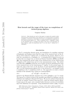 Arxiv:Math/0606790V1 [Math.KT] 30 Jun 2006 Hoyo H Reduced the of Theory Ws H Ovlto Yamlile Ie Normalized a (I.E