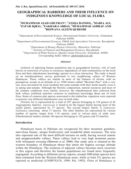 Geographical Barriers and Their Influence on Indiginous Knowledge of Local Flora