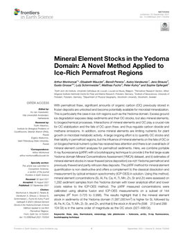 Mineral Element Stocks in the Yedoma Domain: a Novel Method Applied to Ice-Rich Permafrost Regions