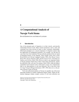 A Computational Analysis of Navajo Verb Stems