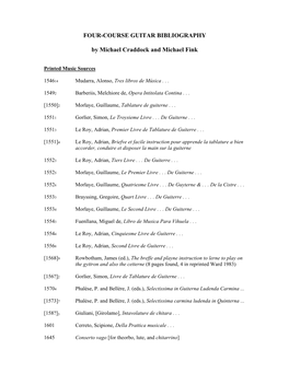 FOUR-COURSE GUITAR BIBLIOGRAPHY by Michael