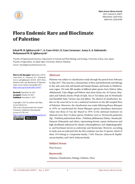 Flora Endemic Rare and Bioclimate of Palestine