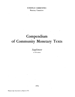 Compendium of Community Monetary Texts