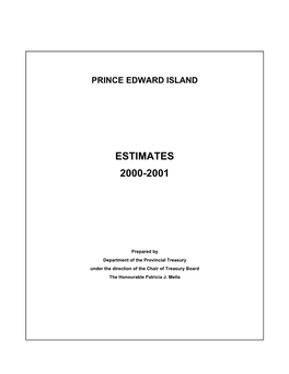 Prince Edward Island Estimate of Expenditure and Revenue, 2000