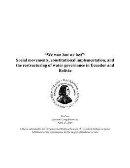 Social Movements, Constitutional Implementation, and the Restructuring of Water Governance in Ecuador and Bolivia