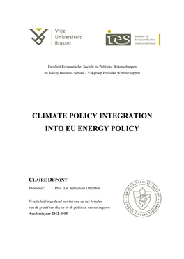 Climate Policy Integration Into Eu Energy Policy