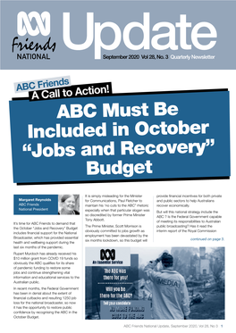 ABC Must Be Included in October “Jobs and Recovery” Budget