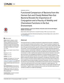 Functional Comparison of Bacteria from the Human Gut and Closely