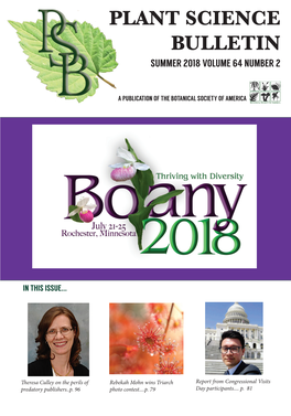 Plant Science Bulletin Summer 2018 Volume 64 Number 2