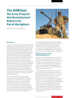 The Marcbot: the Army Program That Revolutionized Robotics for Patrol Warfighters by William J