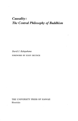 The Central Philosophy of Buddhism