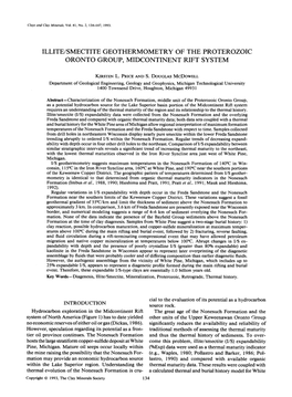 Illite/Smectite Geothermometry of the Proterozoic Oronto Group, Midcontinent Rift System