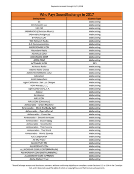 Who Pays Soundexchange in 2017