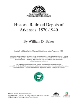 Historic Railroad Depots of Arkansas, 1870-1940