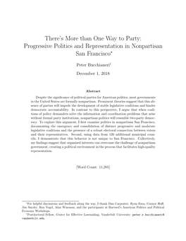 Progressive Politics and Representation in Nonpartisan San Francisco∗