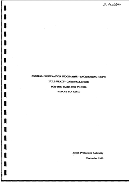 I I I I I I I I I COASTAL OBSERVA'llon PROGRAMME - ENGINEERING (COPE) HULL Heam- CARDWELL SHIRE I for TBE YEARS 1979 to 1988 REPORT NO