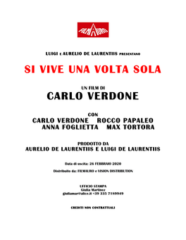 Verdone Pressbook Ultimo Si Vive Una Volta Sola