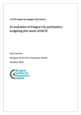 An Evaluation of Glasgow City Participatory Budgeting Pilot Wards 2018/19