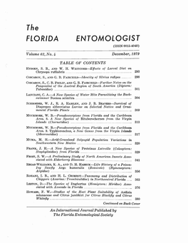 The FLORIDA ENTOMOLOGIST (ISSN 0015-4040)