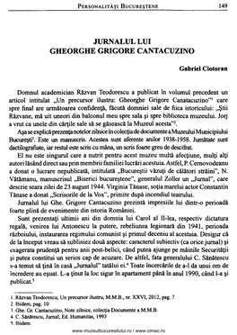 Jurnalul Lui Gheorghe Grigore Cantacuzino