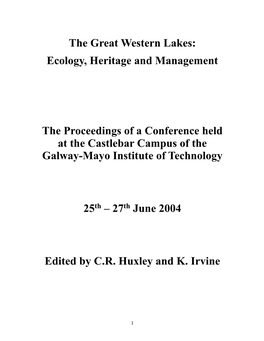 The Great Western Lakes: Ecology, Heritage and Management