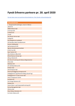 Fynsk Erhvervs Partnere Pr. 20. April 2020
