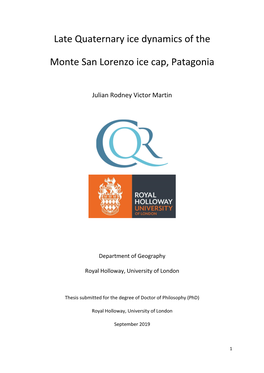 Late Quaternary Ice Dynamics of the Monte San Lorenzo Ice Cap