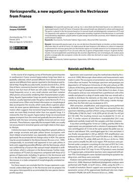 Varicosporella, a New Aquatic Genus in the Nectriaceae from France