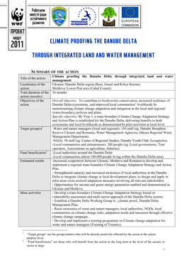 Climate Proofing the Danube Delta Through Integrated Land And