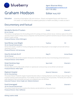 Graham Hodson Editor A​ Vid, FCP