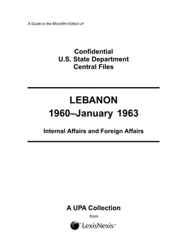 LEBANON 1960–January 1963