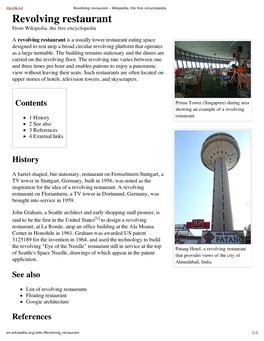 Revolving Restaurant - Wikipedia, the Free Encyclopedia Revolving Restaurant from Wikipedia, the Free Encyclopedia