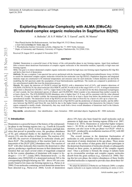 Exploring Molecular Complexity with ALMA (Emoca): Deuterated