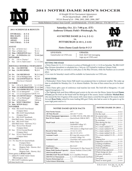 2011 Notre Dame Men's Soccer Notre Dame Combined Team Statistics (As of Oct 15, 2011) All Games