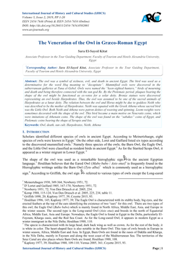 The Veneration of the Owl in Græco-Roman Egypt