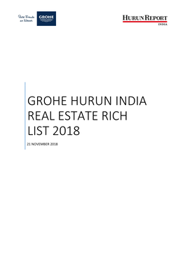 Grohe Hurun India Real Estate Rich List 2018