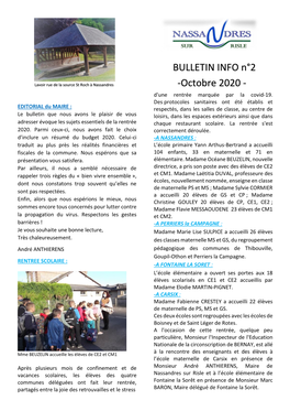 BULLETIN INFO N°2 -Octobre 2020