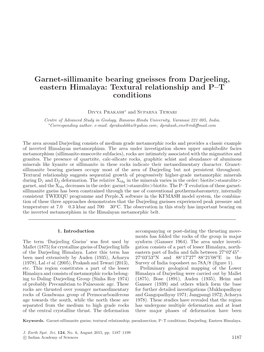 Garnet-Sillimanite Bearing Gneisses from Darjeeling, Eastern Himalaya: Textural Relationship and P–T Conditions